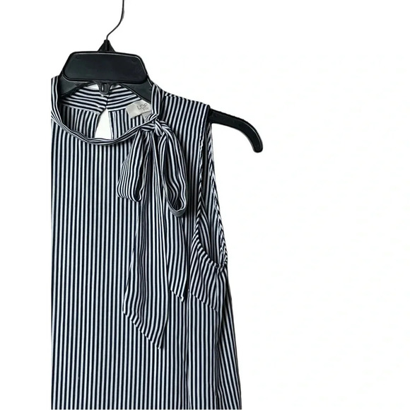1752. LOFT OUTLET STRIPED SLEEVELESS TOP SIZE XSMALL MOCK NECK WITH BOW KEYHOLE‎ - Picture 3 of 10
